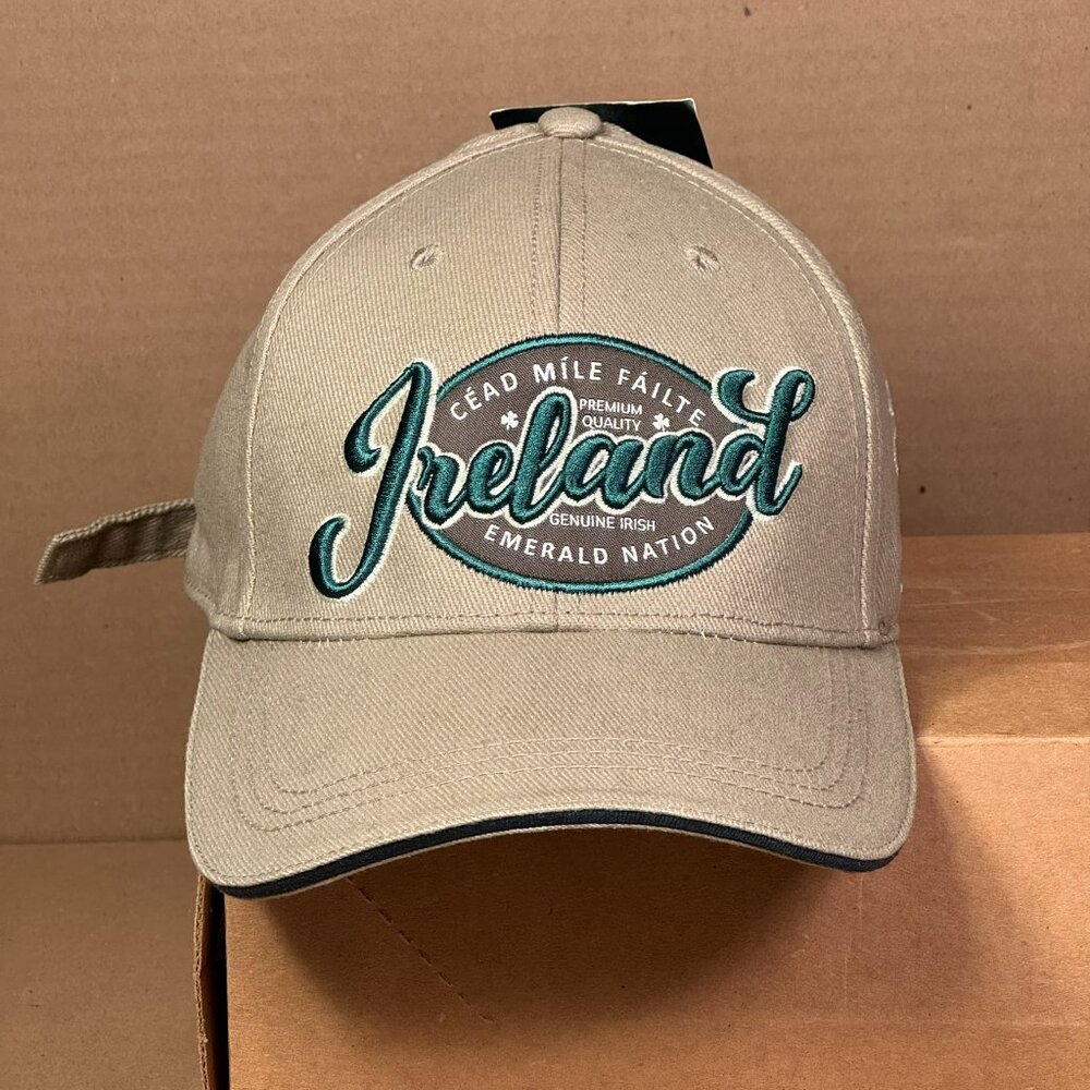 Traditional Craftwear Ireland Beige Embroidered Baseball Cap 59cm Adjustable